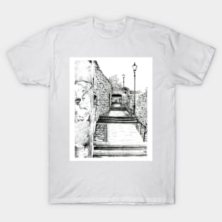 Dysart in Fife, Scotland Pencil Drawing: Architecture [Lane/Vennel/Thoroughfare] T-Shirt